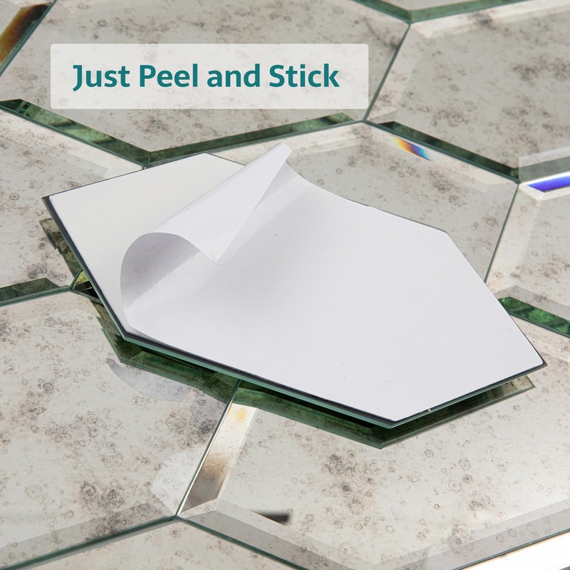 Soulscrafts Peel and Stick Beveled Mirror Tile, Mirror Backsplash Tiles