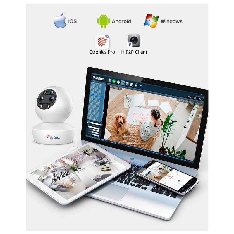ctronics PTZ Indoor Surveillance Camera with 6X Hybrid Zoom, Automatic