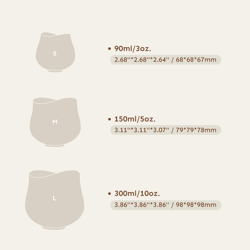 palatti Mobius Porcelain Coffee Cup, S Size, 3oz / 90ml,