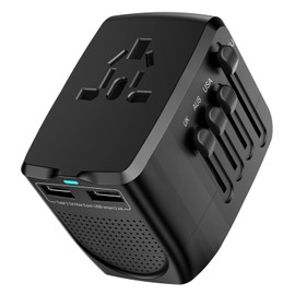 International Travel Adapter Voltage Converter Combo for 100V-240V with 2 USB Ports, USA to UK Europe Australia 200+ Countries