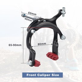 MEGHNA Bike Front Caliper Brake Set Aluminum Alloy Left Brake Set with Lever, Cable and Brake Pads Front Rim Brake for Cruiser Bike Mountain Bike BMX Bike etc (Front Left Set)