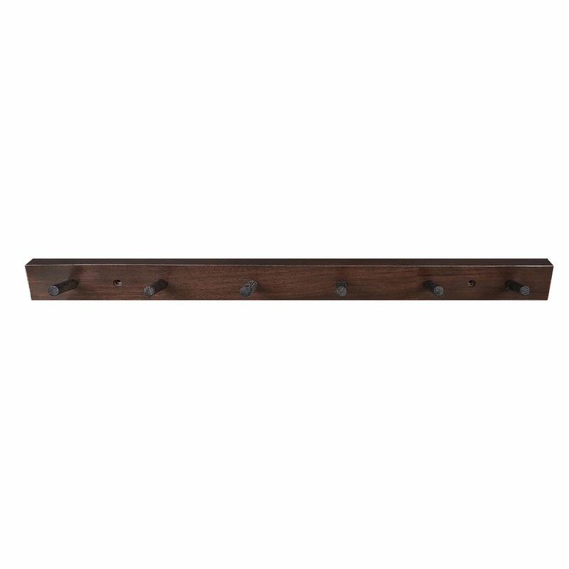 CONSDAN Hickory Coat Rack with 6 Hooks, Wooden Wall Mount