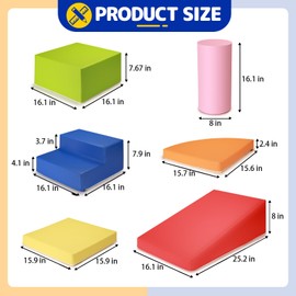 JungleDove 6-Piece Set PU Baby Foam Climbing Blocks for Toddlers - Baby Climbing Toys for Toddlers Indoor - Kids Soft Play Climbing for Toddlers - Foam Play Gym Playtime Corner Climber