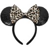UNKJIN Mouse Ears Headband, Sequin Ears Headband with Leopard Bow,