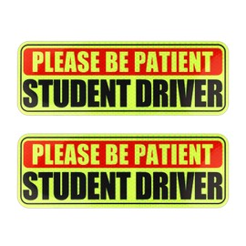 2pcs Student Driver Stickers, Colorful Please be Patient Student Driver Magnets Reflective Bumper Sticker Student Driver Signs for New Student Drivers