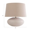 Creative Co-Op Round Stoneware Table Lamp with Linen Shade, White