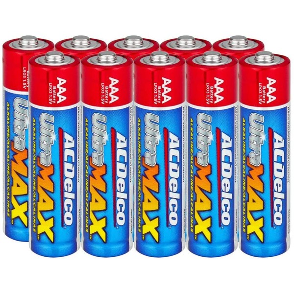 ACDelco UltraMAX 10-Count AAA Batteries, Alkaline Battery with Advanced Technology, 10-Year Shelf Life, Recloseable Packaging