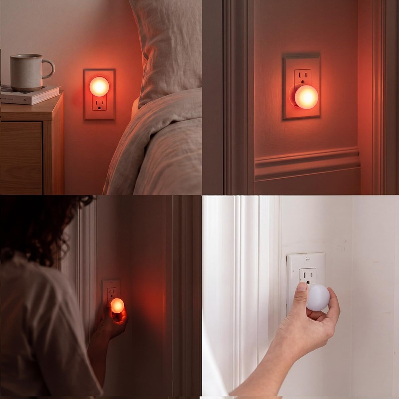 ZeahVeyora 6 Pack Red Light Night Lights for Sleep 0.5w