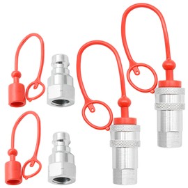 MDEOOSKY 2 Pcs 3/8" Hydraulic Quick Connect, Ag ISO 5675 Hydraulic Quick Connect Couplers, Pioneer Style Hydraulic Fittings with Dust Caps