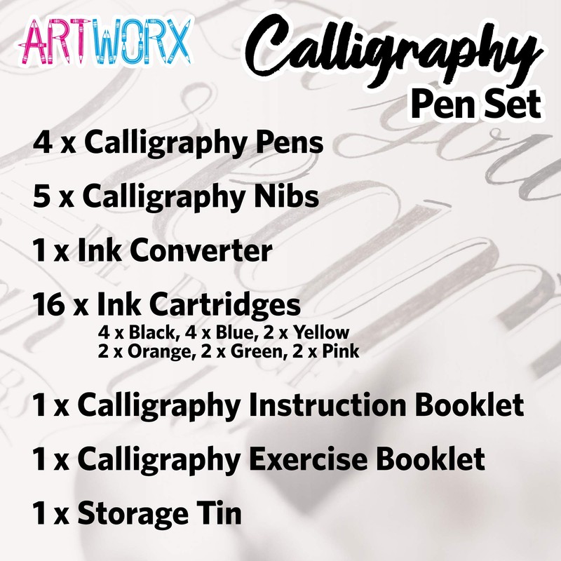 Artworx Calligraphy Pen Set - With Guide Book and Practice