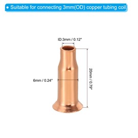 PATIKIL 1/8" (3mm) ID Copper Tube Flare Fitting, 5 Pcs Straight Copper Coupling Welding Joint Pipe Fitting for Refrigeration Tubing (Length 20mm)