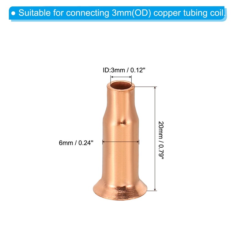 PATIKIL 1/8" (3mm) ID Copper Tube Flare Fitting, 5 Pcs