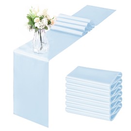 Horbaunal 6 Pack Satin Runners 12 x 108 Inch Bright Silky Smooth Satin Table Runners for Birthday Wedding Party Banquets, Pale Blue