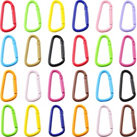 Carabiner Clip 24Pcs Metal Colored Keychain Clip D Spring Clips Cute Carabiner Bulk Keychain Hooks Caribiner Key Rings for Car Keys DIY Bag Charm Handbag Purse