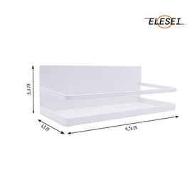 ELESEI Magnetic Spice Rack Refrigerator Side Magnetic Spice Rack Kitchen Magnetic Shelf Magnetic Fridge Shelf Perfect Space Saver for Kitchen/Apartment 2 Pack (White)