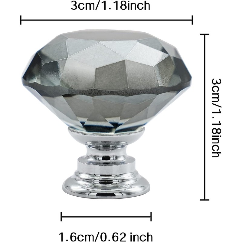 Vandicka 4 Pack 30mm Crystal Glass Cabinet Door Knobs Wardrobe