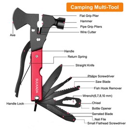 Multitool Axe Camping Tool, Christmas Stocking Stuffer Gift for Men Dad Him Boyfriend, 19-in-1 Survival Gear for Outdoor Hunting Hiking, Emergency Escape,with Axe,Hammer,Plier,Bottle Opener