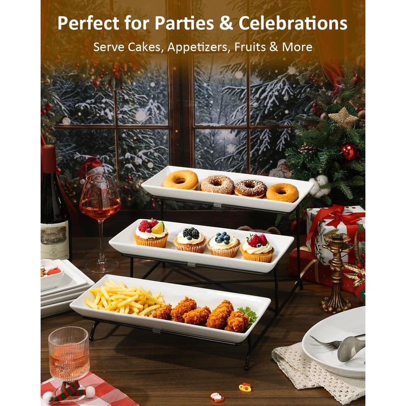 Yedio 3 Tier Serving Tray Set 14 Inch Porcelain Tiered