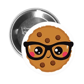 Round Pinback Button Pin Brooch Smart Cookie Cute Kawaii Nerd Smiling Funny Pun Cute Food Cartoon (3" Inch)