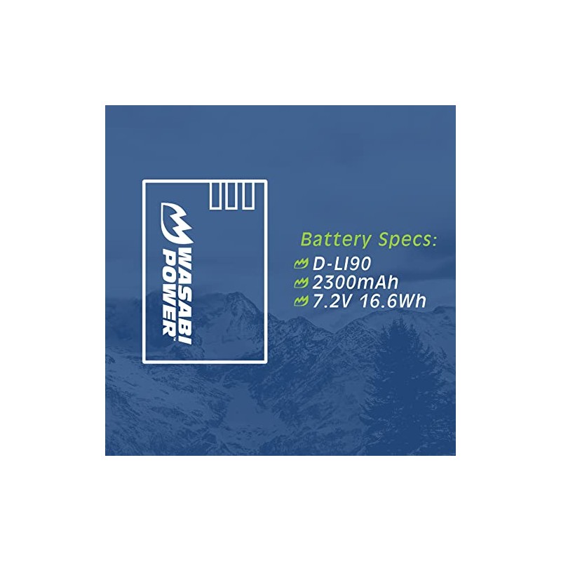 Wasabi Power Battery (2-Pack) for Pentax D-LI90 and Pentax 645D