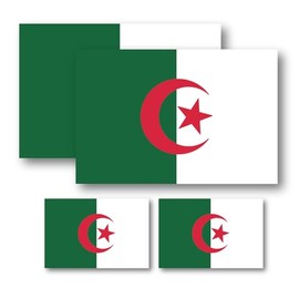 Small Algeria Flag Vinyl Decal Bumper Sticker Decal Pack for Cups, Tumblers, Hardhats, Helmets, Phones, Laptop 1" x 2" x4