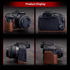 MUZIRI KINOKOO EOS R10 Protective Case Compatible for Canon EOS R10 Mirrorless Camera - Genuine Leather Half Bottom Case with Hand Grip Design - Brown