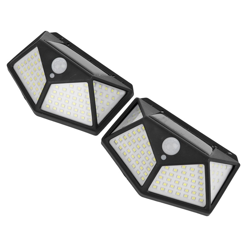 2 Pcs Solar Motion Sensor Light 4 Sided 100 LEDs