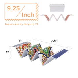 TP Taco Holder Stands, Set of 2 Melamine Large Taco Serving Rack Tray with Handle, Holds 3 Tacos, Dishwasher Safe, Ideal for Taco Night, Party, Home, Fiesta, Talavera Tile