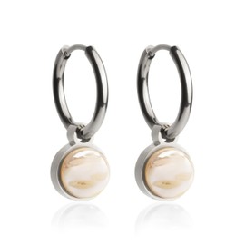 Silber Ohrringe Creolen mit Anhänger zum Wechseln • Edelstahl Ohrhänger mit Charm in nude • nickelfrei & wasserfest • MIX AND MATCH • Ø 16 mm