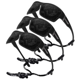 STORYCOAST Polarized Sports Sunglasses for Men Women Unbreakable Frame Cycling Fishing Driving 3Pack Black+Black+Black