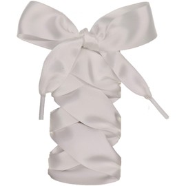 COOL LACE Satin Ribbon Shoelaces Flat Shoe Laces for Sneakers - Pack of 1 pair with 3 different lengths, 32mm Satin Ribbon Shoelaces Flat Shoelaces, white