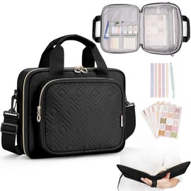 heouvo Bible Cover Case for Women with No Bleed Highlighters Pens and Bible Tabs, Large Bible Bag Case with Add-On Book Cover, Bible Study Supplies Bible Journaling Kit