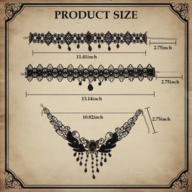 Uintoon 6PCS Black Gothic Lace Choker Necklace Set for Women Adjustable Lace Collar Black Necklace Goth Jewelry Halloween Cosplay