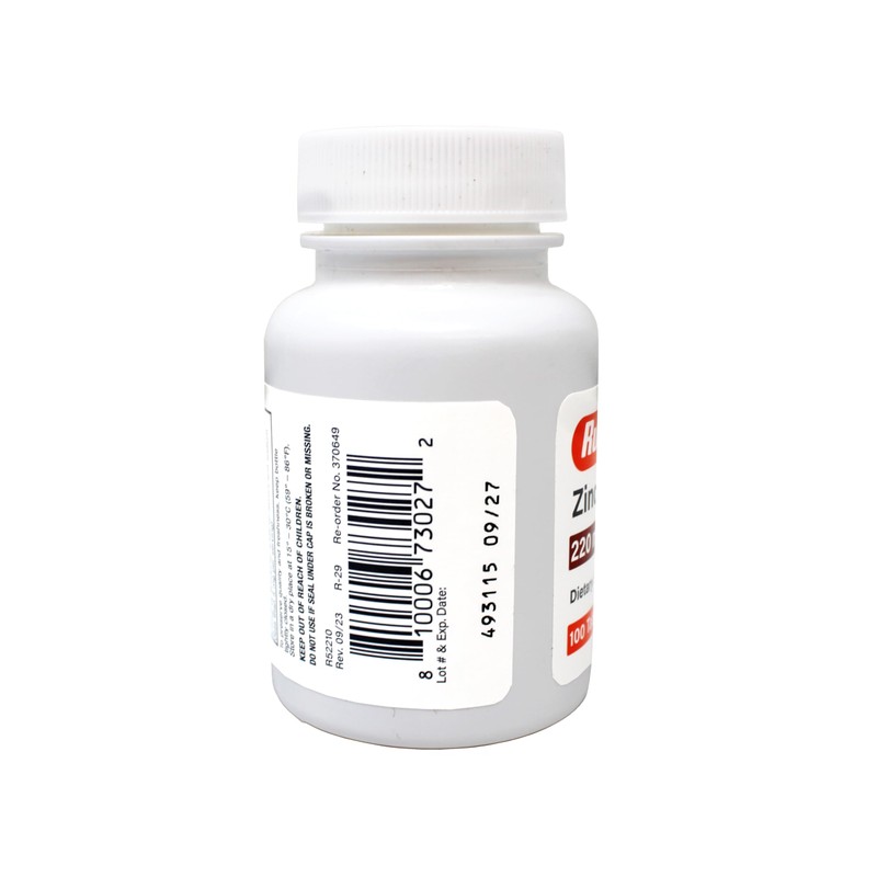 Rugby Zinc Sulfate 220 mg Tablets - Made with Zinc