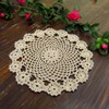 kilofly Crochet Cotton Lace Table Placemats Doilies Pack, 4pc, Beige,