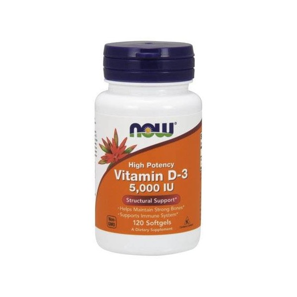 NOW VITAMIN D3 5000IU, SUPPORTS IMMUNE SYSTEM& HELPS MANTAIN HEALTHY