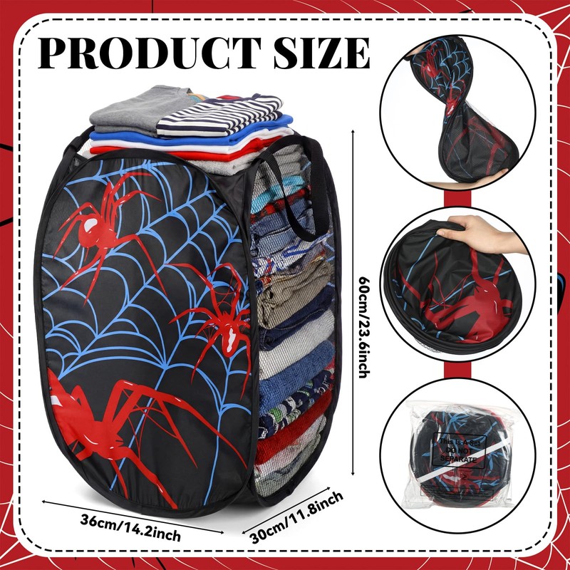 Zhehao 2 Pcs Pop up Spider Laundry Hamper Basket Spider