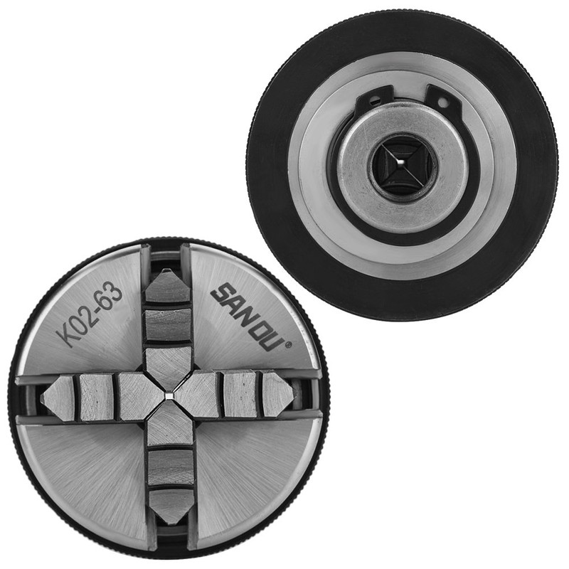 Mandrino autocentrante per tornio, mandrino manuale K02-63/M14 a 4 ganasce