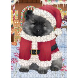 Christmas Gingerbread Candyfest Keeshond Dog Jigsaw Puzzle for Adults - Animal Printed Interlocking Puzzle Game Artwork - Gift for Dog Lover's - 1000 Pcs 20"x30"