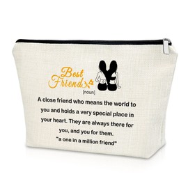 Best Friends Makeup Bag Friendship Gifts for Friends Women Birthday Gifts for Best Friend Cosmetic Bag Sister Gifts from Sister Funny Thank You Gift to Friend Colleague Cosmetic Travel Pouch