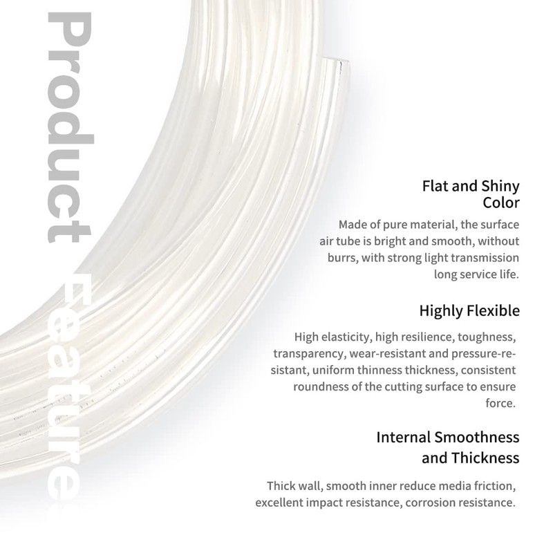 CGELE Pneumatic Tubing Clear PU Air hose Pipe Tube Kit