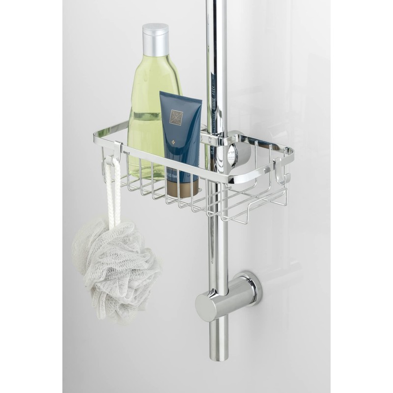 WENKO Shower Rail Caddy Mod. Floresta Square Shower Shelf Chrome-Plated