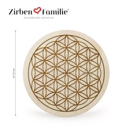 ZirbenFamilie carafe coaster flower of life 110 mm • fragrant storage plate made of pine wood • a product of the Swiss pine family – known from the specialist trade and the hotel industry