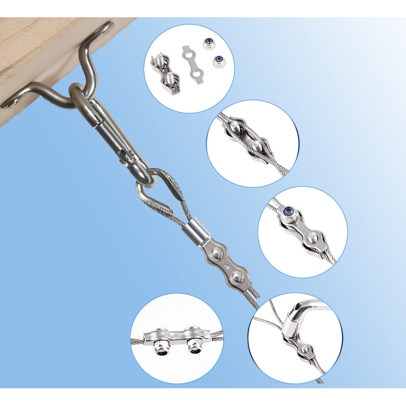 BRISBONN M5 304 Stainless Steel Turnbuckle Tension Wire Kit -