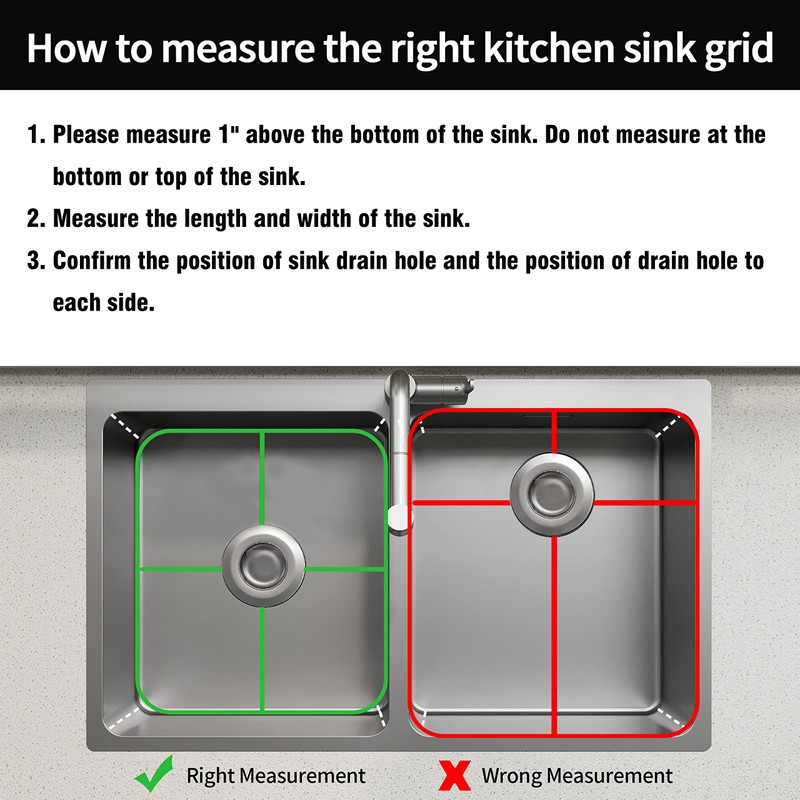 Stainless Steel Kitchen Sink Grid,13.2" x 11.6" x 1.2" Sink