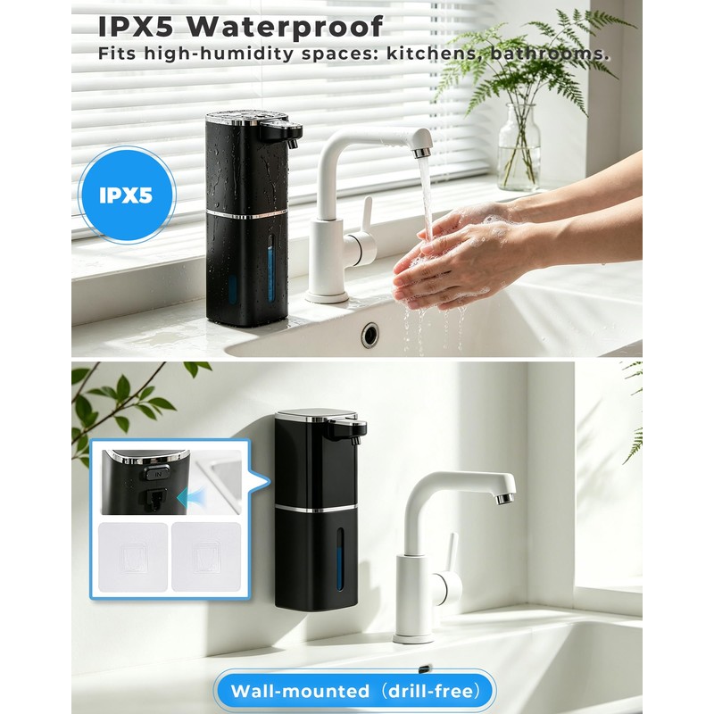Automatic Foaming Soap Dispenser Touchless, USB Rechargeable