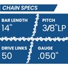 Carbide Chainsaw Chain 14 Inch, 050" Gauge, 3/8" LP Pitch,