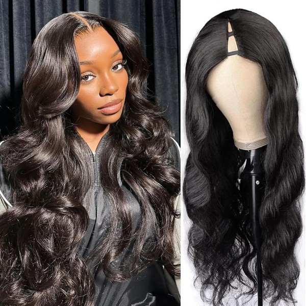 DSEKCAIN Body Wave V Part Wig Human Hair Glueless Clip