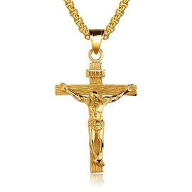 ALRNBY Cross Necklace for Women Men Trendy Gold/Silver Layered Cross Pendant Necklace Cross with Crown Jesus Rosary Necklace Christian Gift Sparkly Black Rhinestone Jewelry Gift