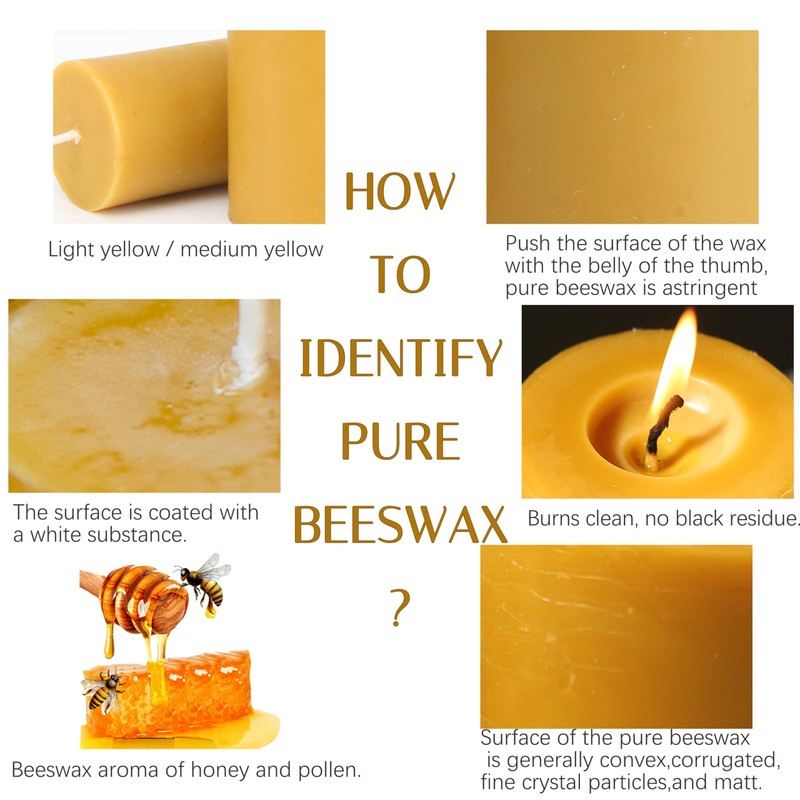 Natural Beeswax Candles 4 Packs, Beeswax Pillar Candles with 140
